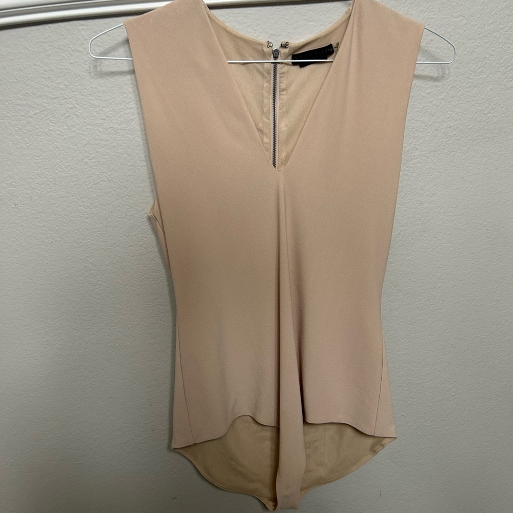 Alice + Olivia Beige Bodysuit Top with Elegant Design